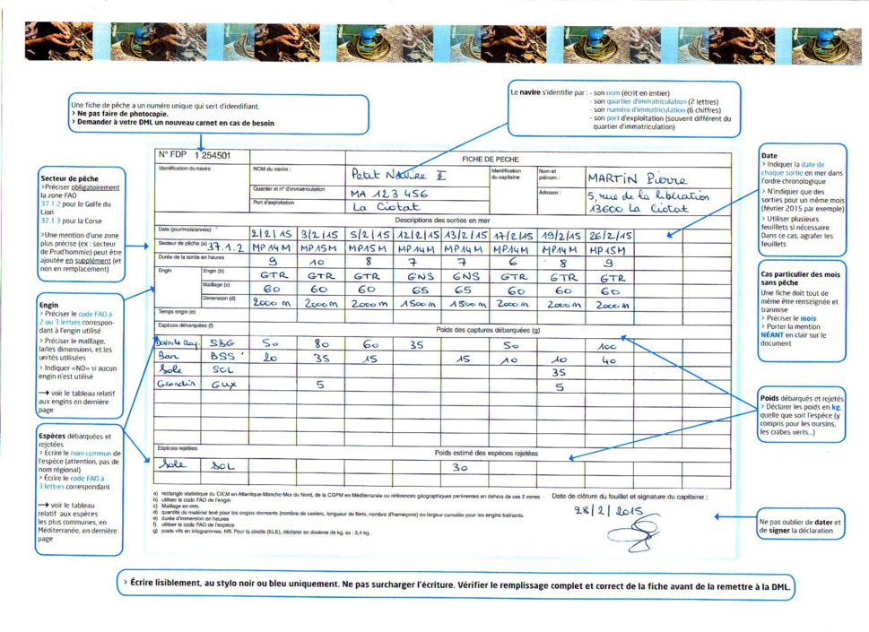 Déclaration des Fiches de Pêche Déclaration des Fiches de Pêche