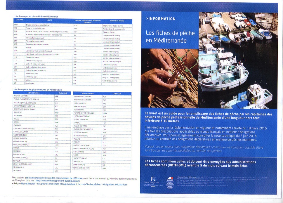 Déclaration des Fiches de Pêche Déclaration des Fiches de Pêche