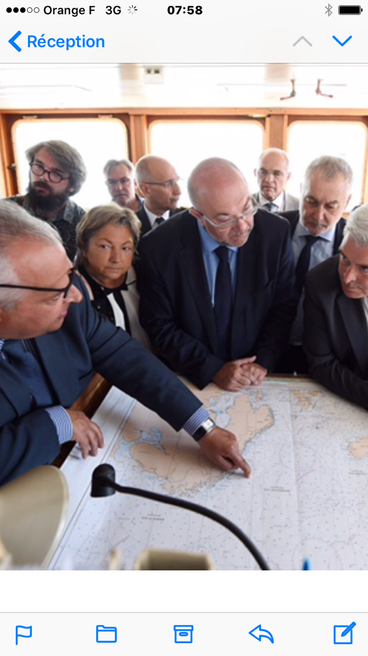 Stéphane TRAVERT, ministre en charge de la pêche, Gérard Romiti, président du CNPMEM et du CRPMEMC