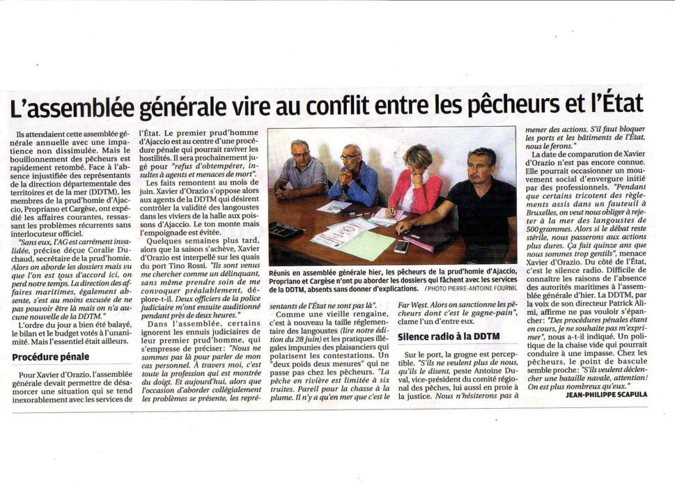 Assemblée Générale de la Prud'homie d'Ajaccio - Lundi 10 Octobre 2017