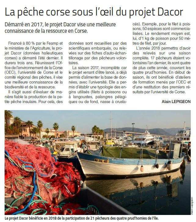 🐟 Article du Marin à propos du programme DACOR 🐟 Article du Marin à propos du programme DACOR