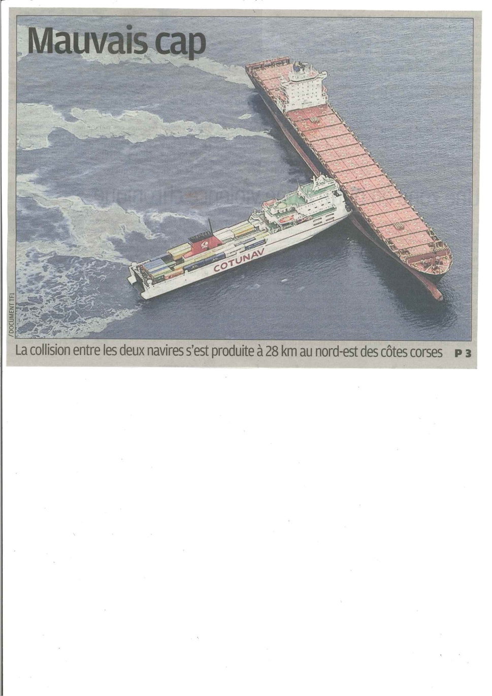 Pollution marine au large du Cap Corse : Réaction du CRPMEMC