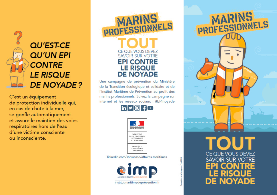 Affiche de sensibilisation au port de l’EPI contre le risque de noyade