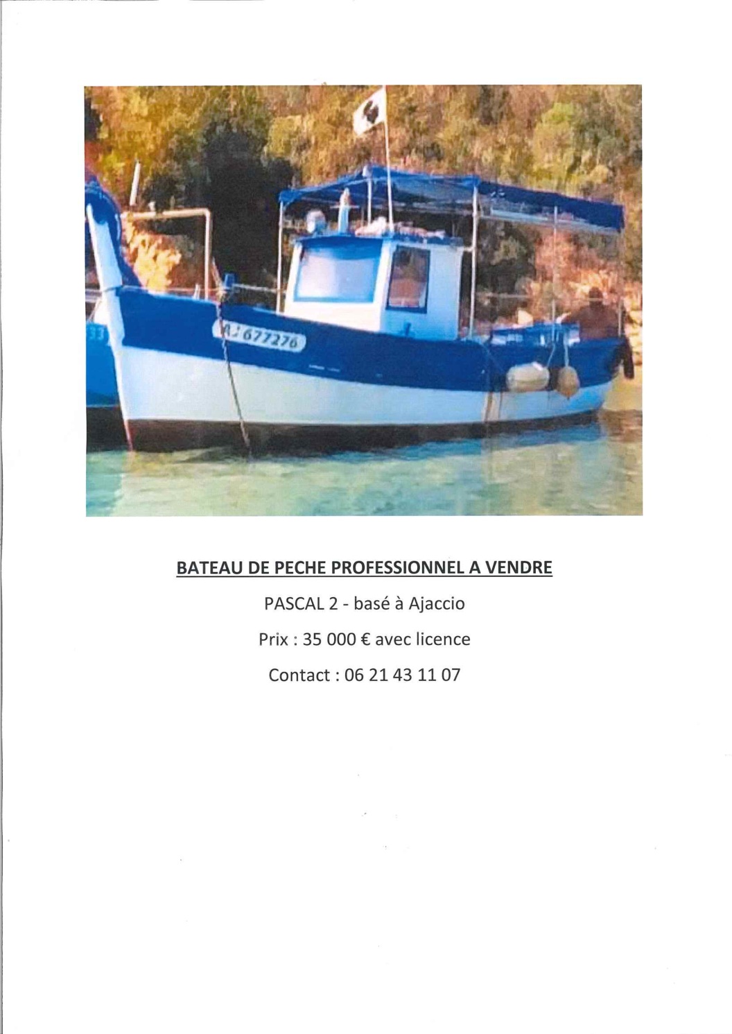 Bateau de pêche à vendre