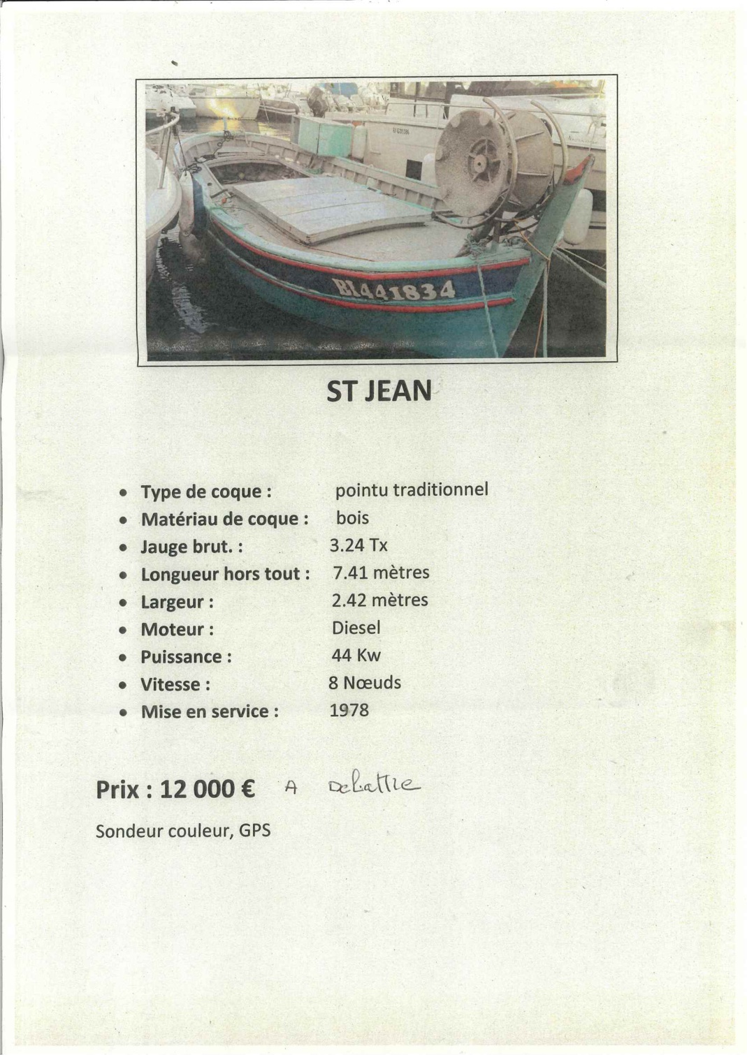 Navire de pêche à vendre sur Bastia