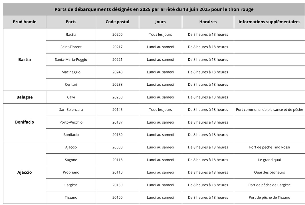 LES PORTS DE DEBARQUEMENTS 2025