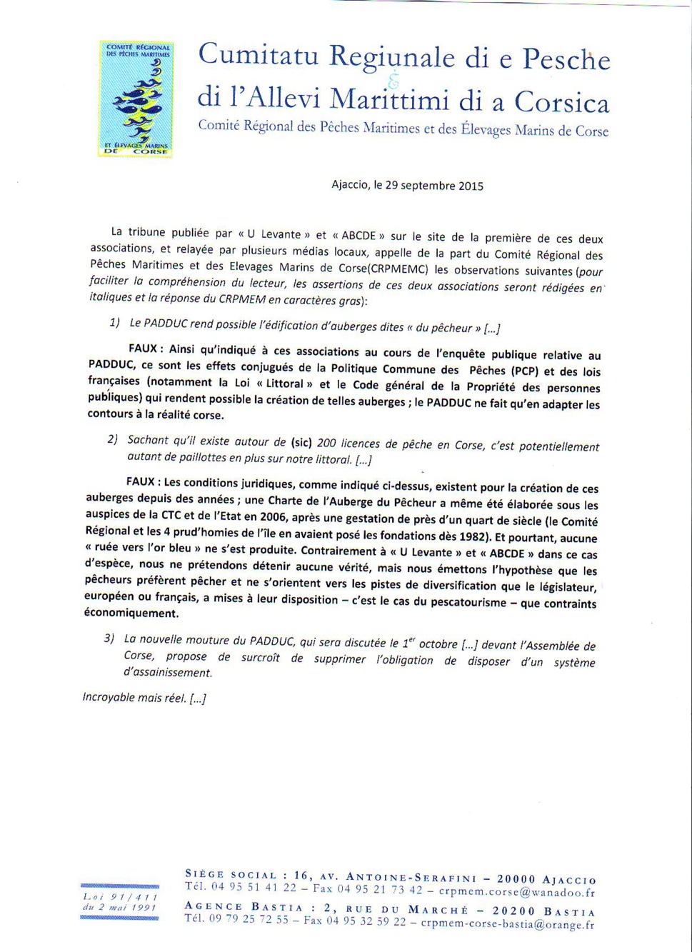 Des précisions concernant l'"auberge du pêcheur"