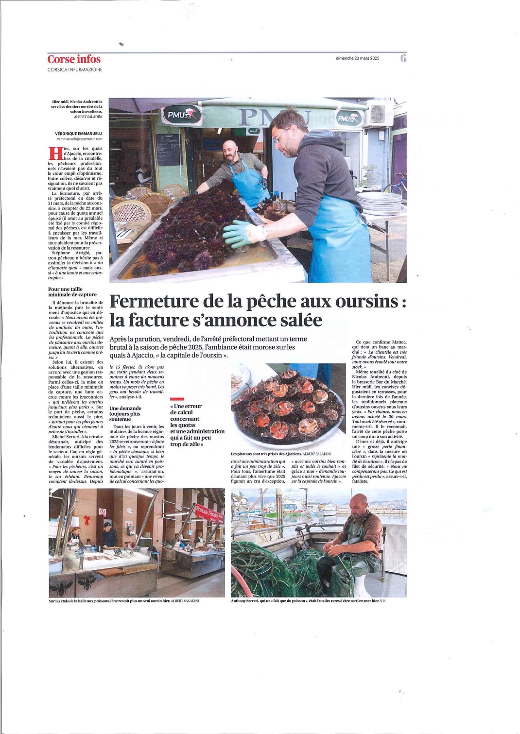 Fermeture de la pêche aux oursins pour les professionnels