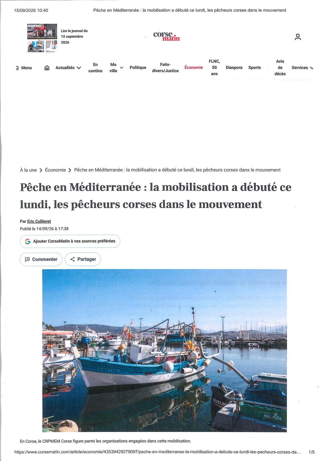 les pêcheurs corses dans le mouvement
