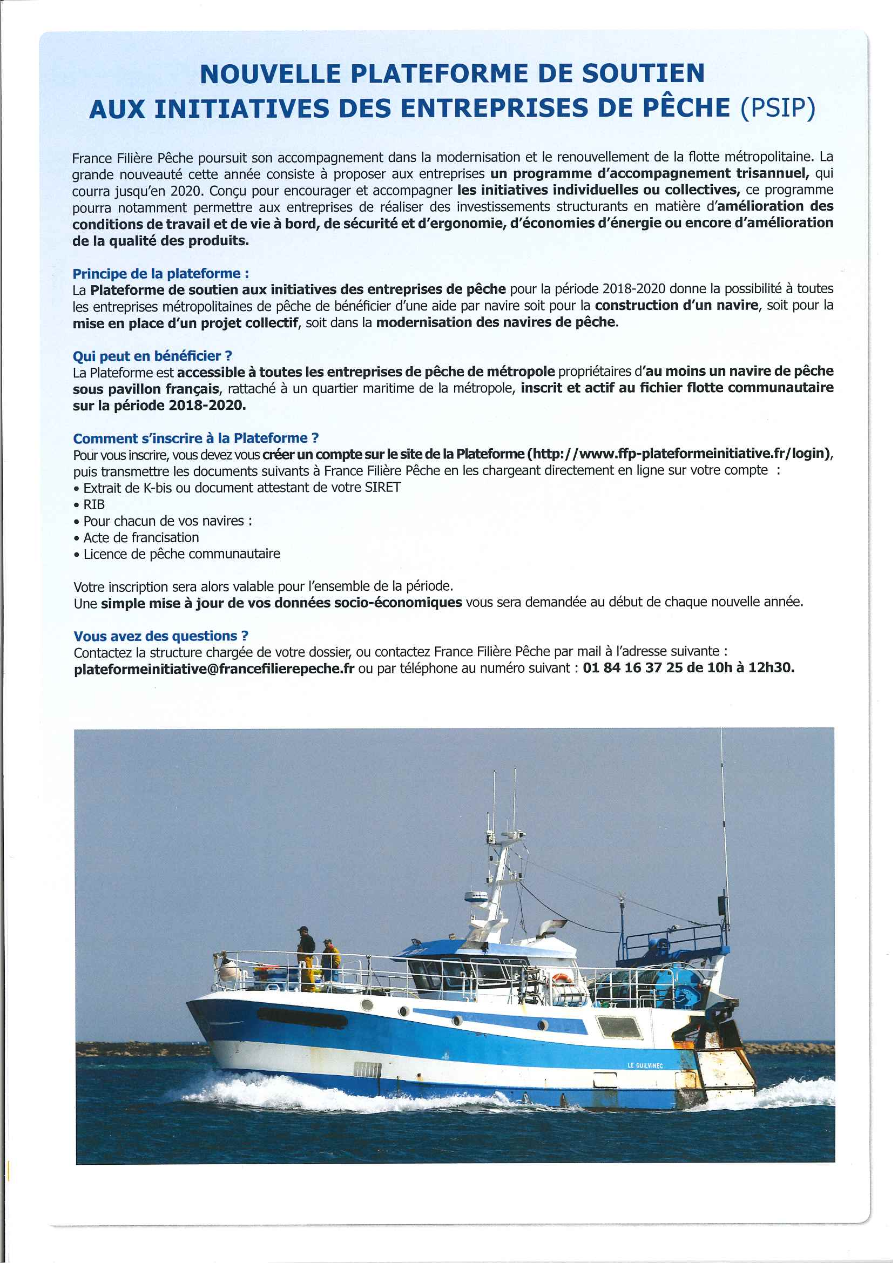 Nouvelle plateforme de soutien aux entreprises de pêche - France Filière Pêche