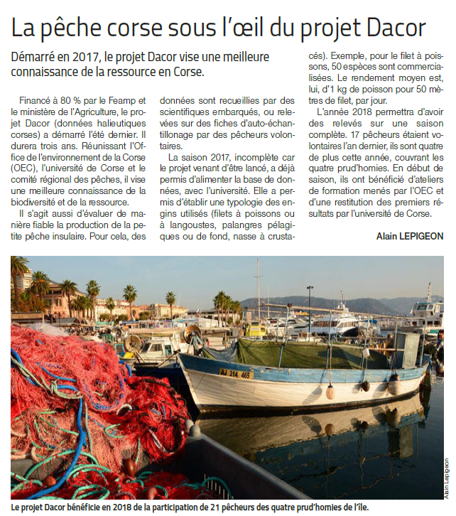 🐟 Article du Marin à propos du programme DACOR
