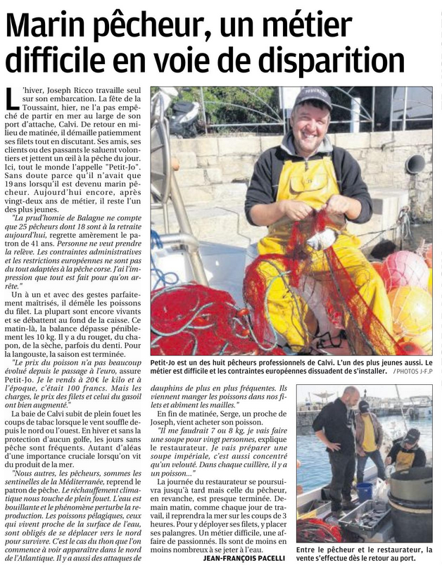 Le difficile quotidien d'un patron pêcheur à Calvi