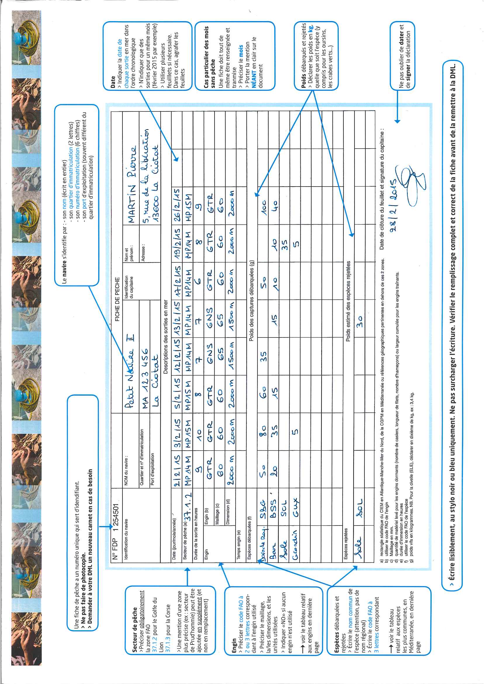 De nouveaux journaux de fiche de pêche seront proposés aux pêcheurs