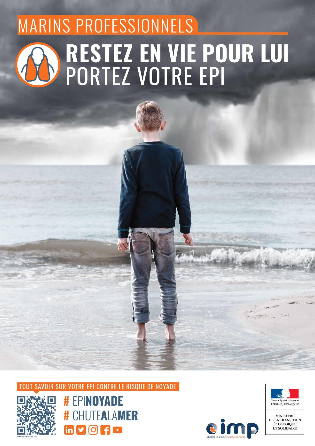 Affiche de sensibilisation au port de l’EPI contre le risque de noyade