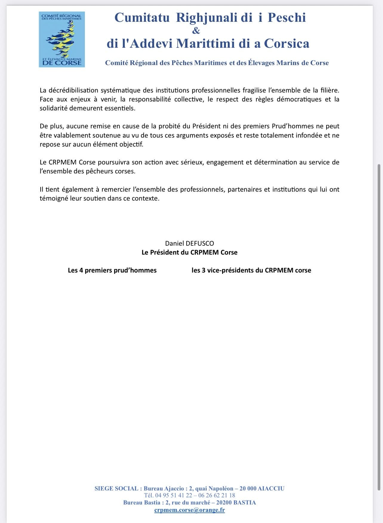 Droit de réponse du CRPMEMC