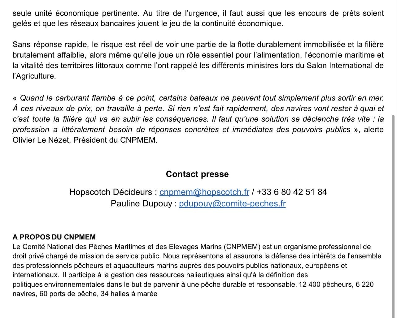 Flambée brutale du carburant : la filière pêche appelle à des mesures d’urgence
