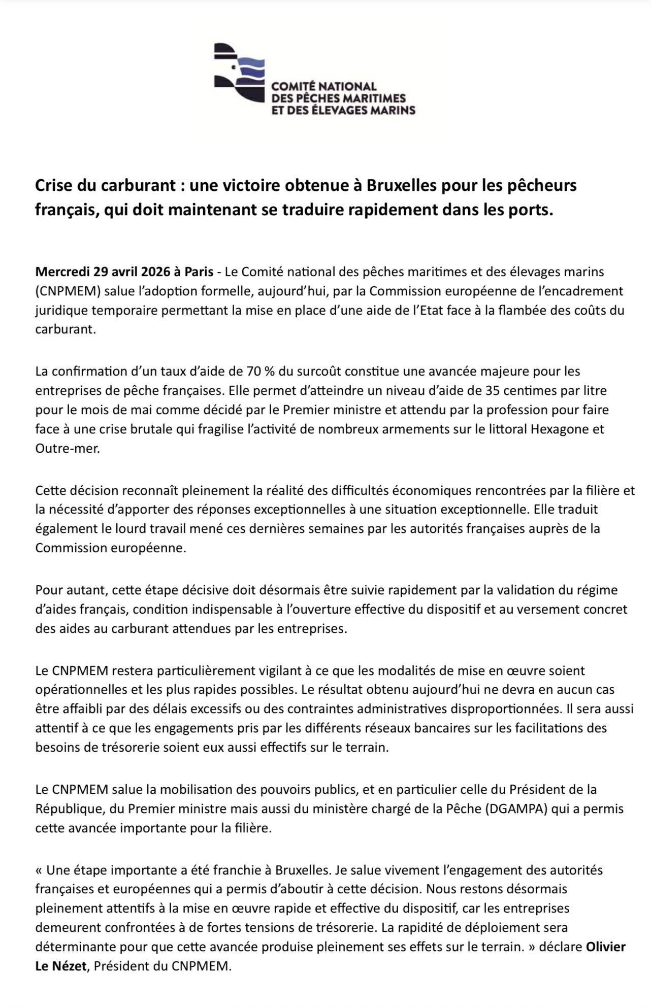 Flash info aide carburant