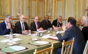 Gérard Romiti, Président du CNPMEM et du CRPMEM de Corse et les 4 vices-présidents du CNPMEM reçus à l'Elysée
