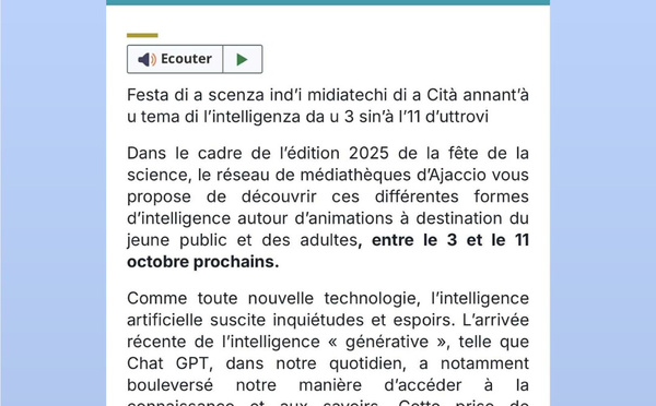 Le CRPMEM participe à la fête de la science à Ajaccio 2025