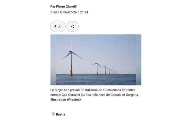 PNMCCA donne un avis défavorable au projet du parc éolien italien